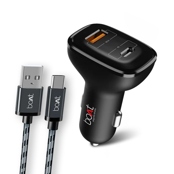 boAt Dual QC PD Port Rapid Car Charger With Type C Cable