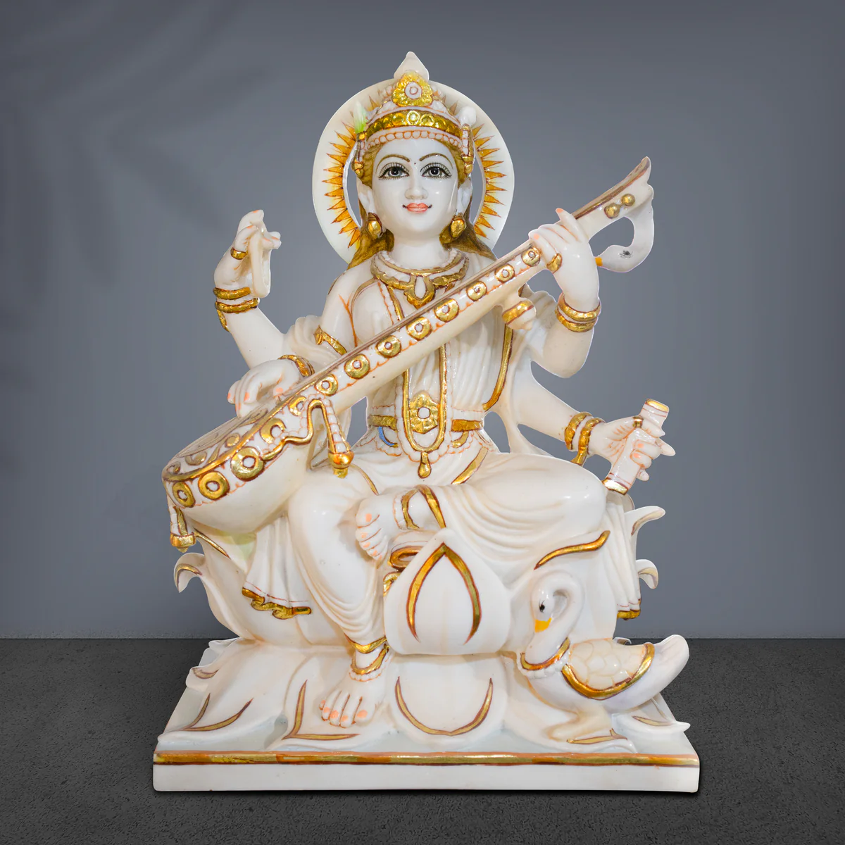 Saraswati Maa Marble Statue 24 Inch